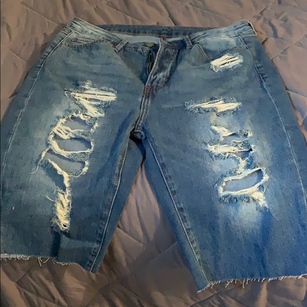 Capri jean shorts